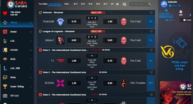 Hướng dẫn quy trình tham gia cá cược Esports V9bet cơ bản